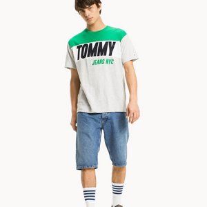 Tommy Hilfiger pánské šedo-zelené tričko